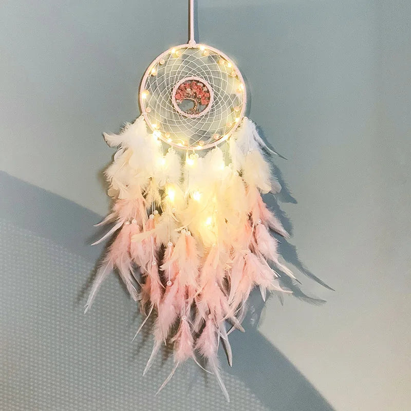 Łapacz Snów Drzewo Życia – Kryształowa Dekoracja Kawaii Pink