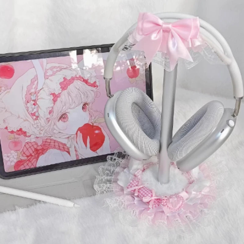 Puchaty Stojak na Słuchawki – Kawaii Organizer Biurkowy