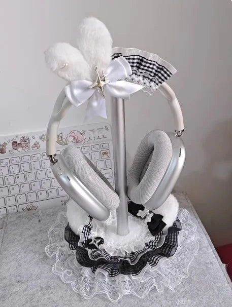 Puchaty Stojak na Słuchawki – Kawaii Organizer Biurkowy